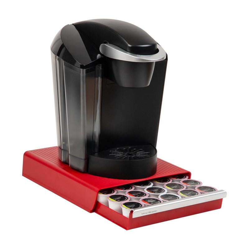Mind Reader Single Serve Coffee Pod Drawer, 30 Pod Capacity, Countertop Organizer, 10.5"L x 12.75"W x 2.5"H, Red - Image 1